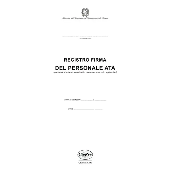 REGISTRO FIRMA DI PRESENZA PERSONALE DOCENTE 30X21cm, Alunni e